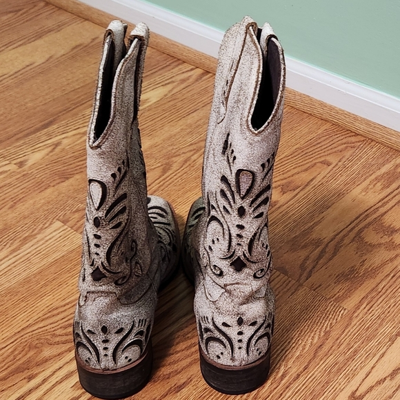 Roper Women's Boots - Cream and Brown, Sz 9.5 - Picture 9 of 12